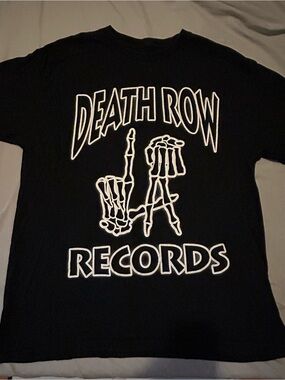 Death Row Records Black Short Sleeve Fitted 100% Cotton Graphic Tee Men’s Large